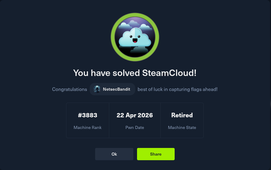 netsec_bandit's tweet photo. Rooted SteamCloud on HTB — kubelet API was open, grabbed a service account token from inside a pod, and used it to own the cluster. Kubernetes misconfigs hit different when you're actually inside one.
https://t.co/LITWJLrvWQ 
#HackTheBox #HTB #CyberSecurity  #InfoSec #PenTesting https://t.co/JVNLinpNnP