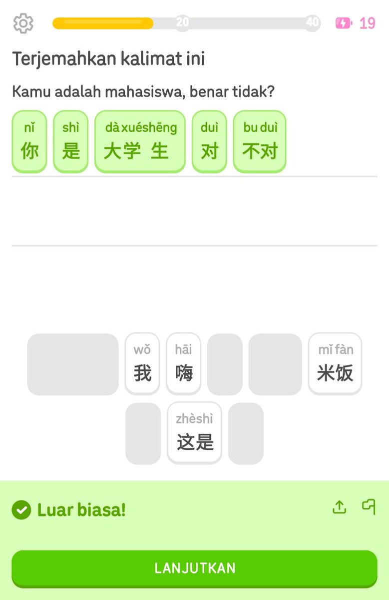 arumsekarsari's tweet photo. Today's Chinese Log #langtwt 

Some quick review on Duolingo and SuperChinese App. #LearningChinese https://t.co/39yDbsTrFO