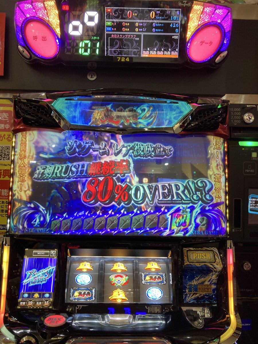 kenji555ab's tweet photo. 今日も新鬼武者2    1回目のバッサリゾーンで祝迄到達🎊80%以上は取れなかったけど一撃1600枚
2回目の祝到達レア役引いて80%以上取って778枚終了なんでやねん！😭 https://t.co/TEhEguIYSZ