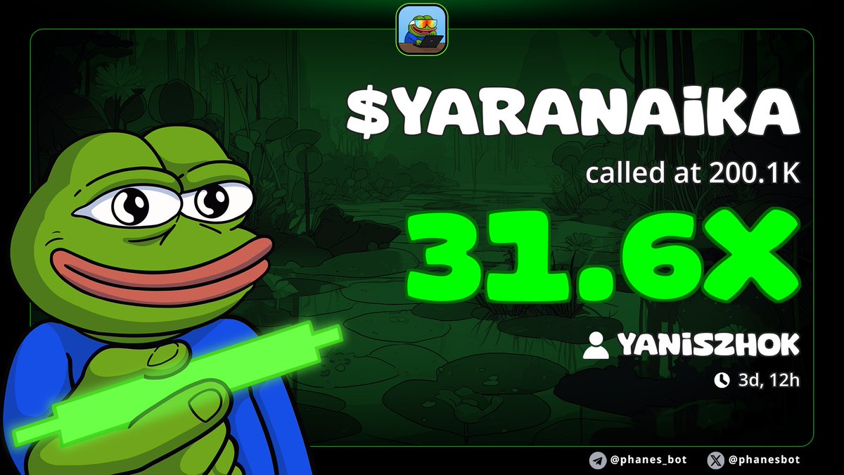 ELLACALLZ's tweet photo. 31.6x Up from my call on $YARANAiKA

I drop all BSC &amp; Solana Early CA’s &amp; Alphas in my Private TG 🔥 DM Alpha for entry link🔗 in bio
#Solana #Ethereum #Crypto https://t.co/uO09f9SqMo