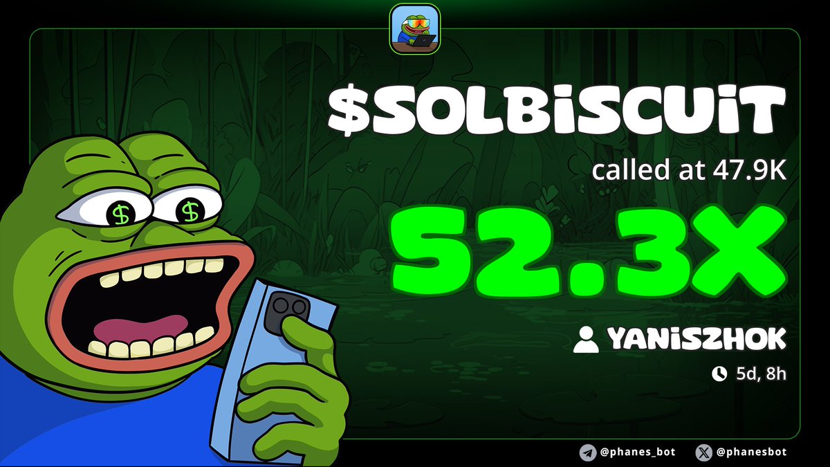 ELLACALLZ's tweet photo. 52.3x Up from my call on $SOLBiSCUiT

I drop all BSC &amp; Solana Early CA’s &amp; Alphas in my Private TG 🔥 DM Alpha for entry link🔗 in bio
#Solana #Ethereum #Crypto https://t.co/5oSYU2ljqd