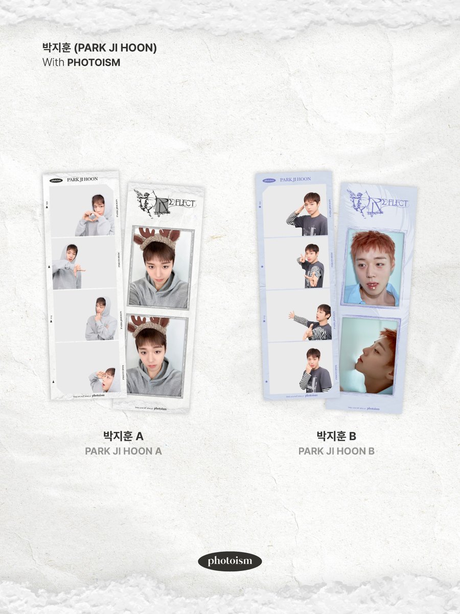 PHOTOISM X 박지훈
ARTIST FRAME OPEN !

두근두근 첫 싱글 [RE:FLECT] 발매 기념‧₊˚✩

윙깅이와 윙옵이를 다 말아주시는
기특한 지훈이를 어떡하죠? ૮៸៸› ‹៸៸ა💖

포토이즘에서 박지훈과
함께 추억을 남겨보세요 📸

**4/29부터 5/31까지 포토이즘 박스 서울 강남 2호점, 종각점, 연남