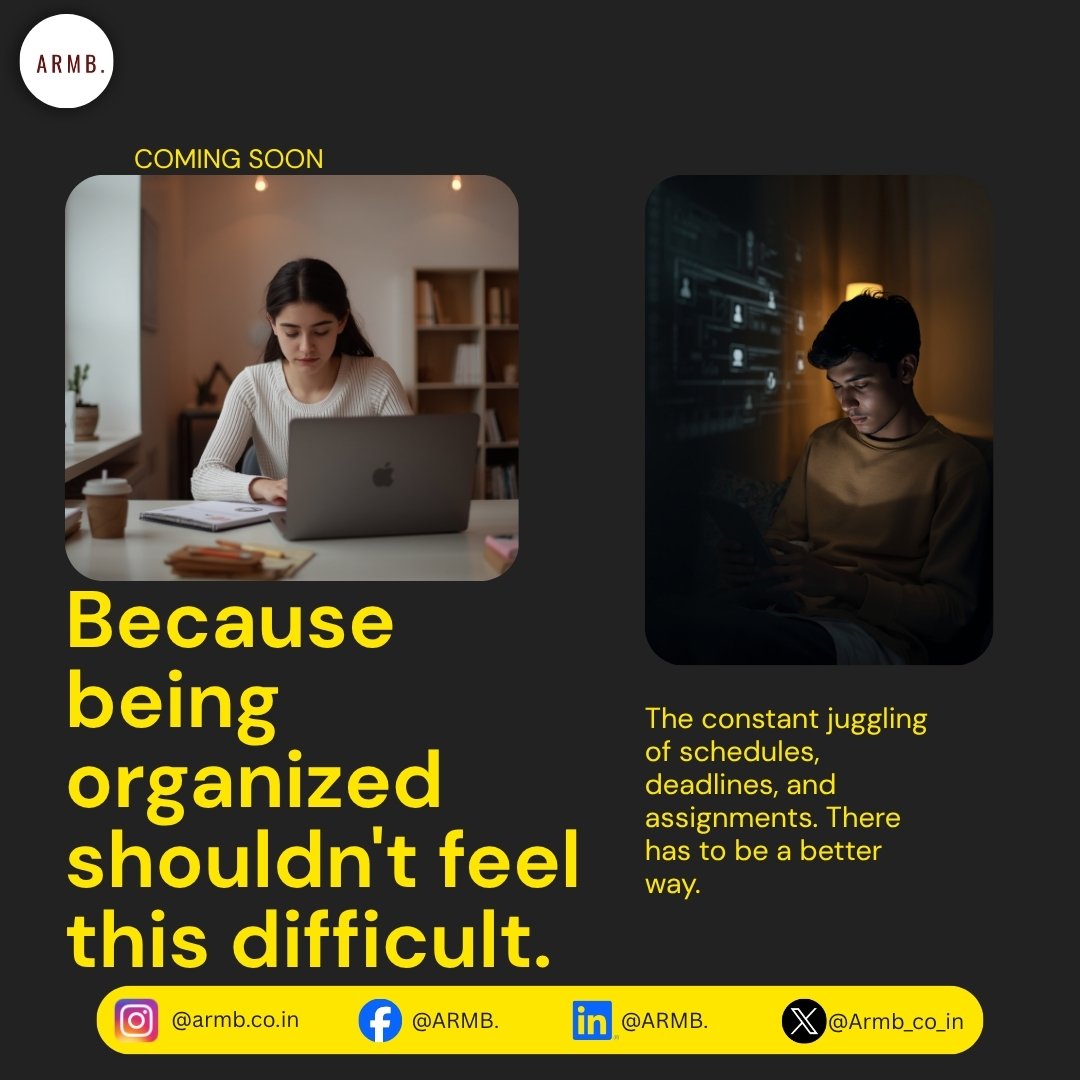 Armb_co_in's tweet image. In 2026, students shouldn't still be struggling.

​Something better is here ...
Coming soon 🔥
.
.
.
#ARMB. #comingsoon #studentlife #collegelife #somethingbigiscoming