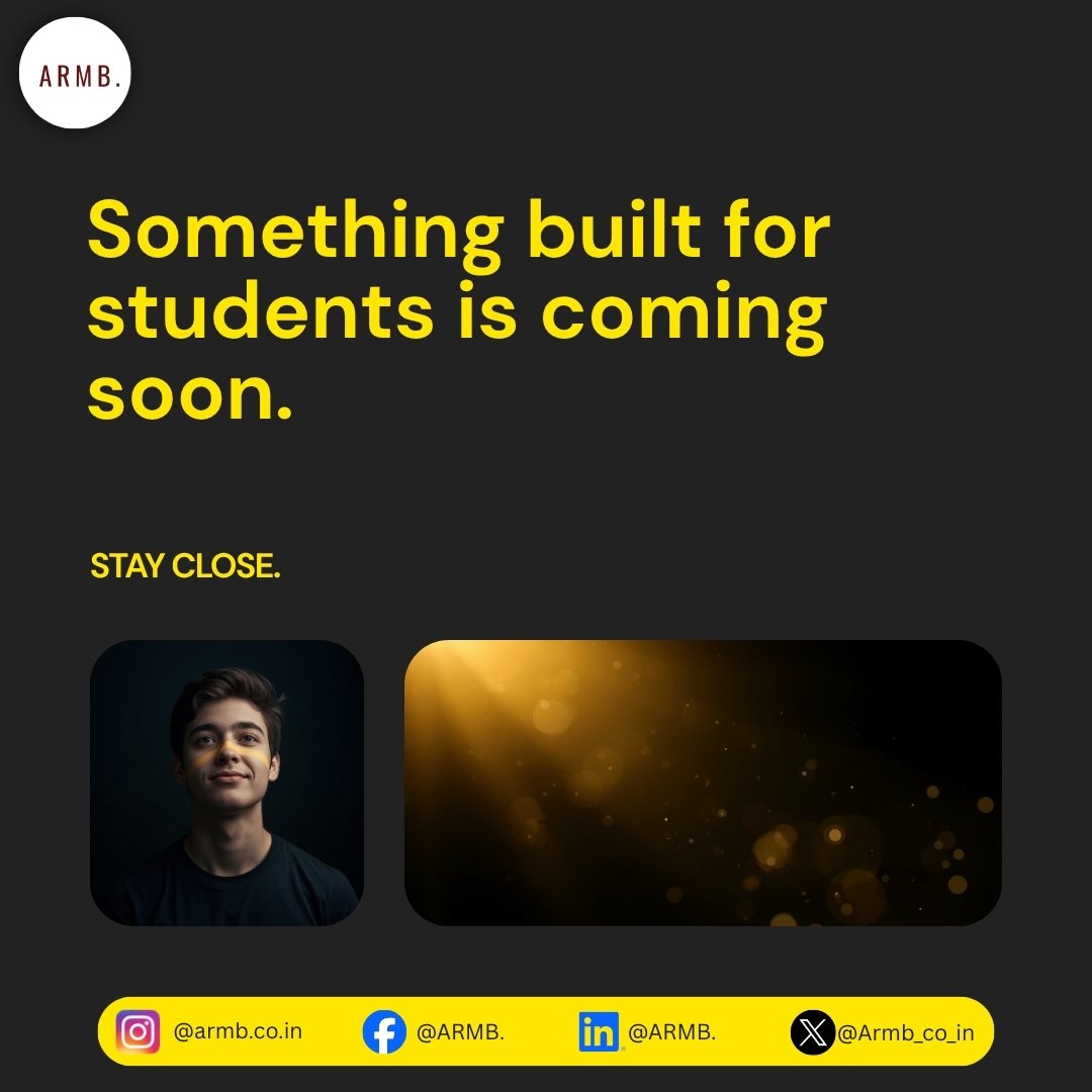 Armb_co_in's tweet image. In 2026, students shouldn't still be struggling.

​Something better is here ...
Coming soon 🔥
.
.
.
#ARMB. #comingsoon #studentlife #collegelife #somethingbigiscoming