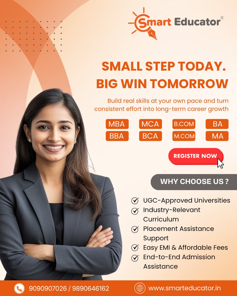 smart_educator's tweet image. Small step today. Big win tomorrow 🎓

Start your career upgrade with flexible online degrees.

#OnlineEducation #CareerGrowth #Upskill #SmartEducator #LearnWhileYouEarn