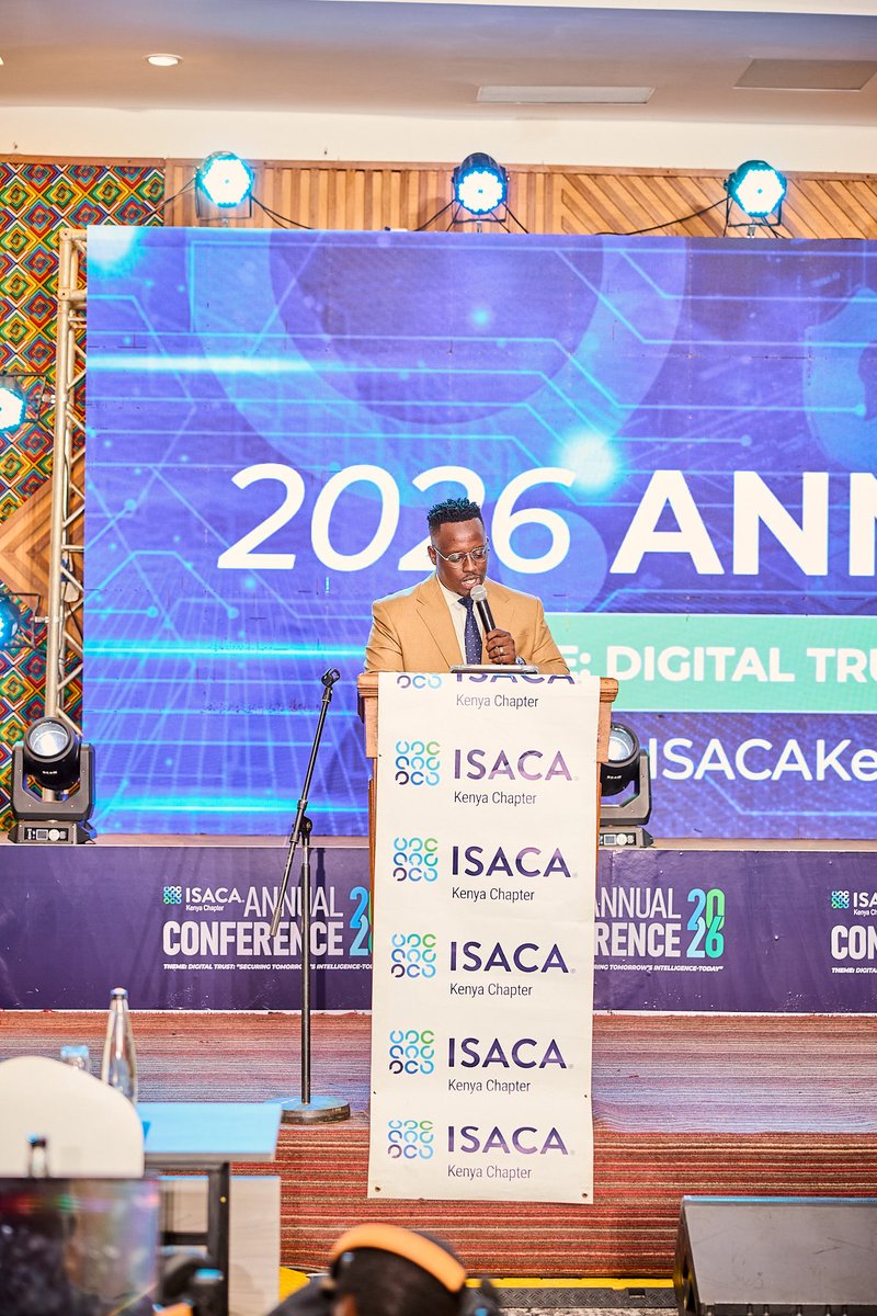 arnoldi254's tweet photo. MC Peter Kitavi is on stage  ready to lead to the first session of the day. 
#ISACAKenyaConference
#DigitalTrust2026 
#ISACAKenya https://t.co/loHI3aLFHt