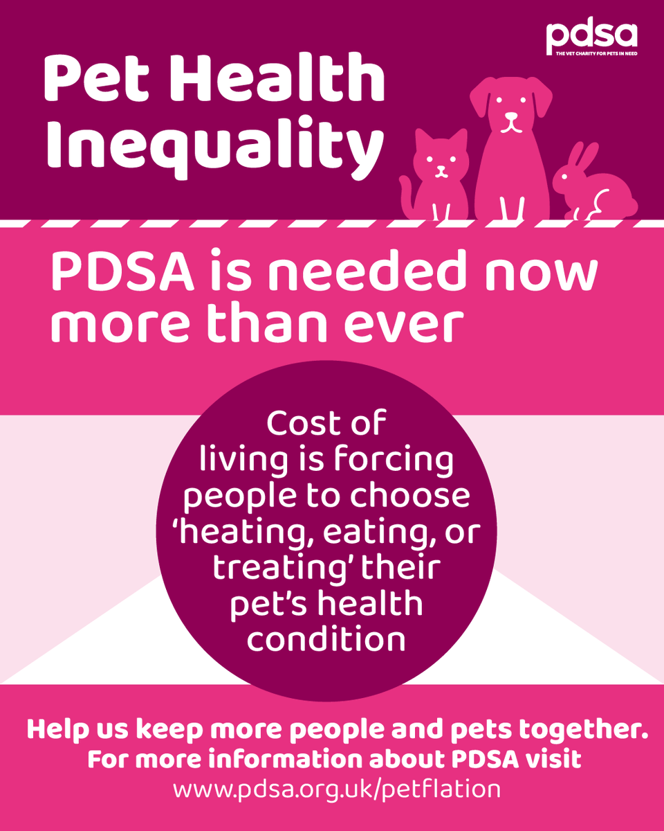 PDSA_HQ's tweet photo. Pets are family, but care is becoming unaffordable. This is #petflation, and it’s happening now.

It’s time to shine a light on the issue and support change.

Read how rising costs are impacting UK pet owners in our Pet Health Inequality Report: https://t.co/2sAQIPy6jq https://t.co/TT0FcRQgUi