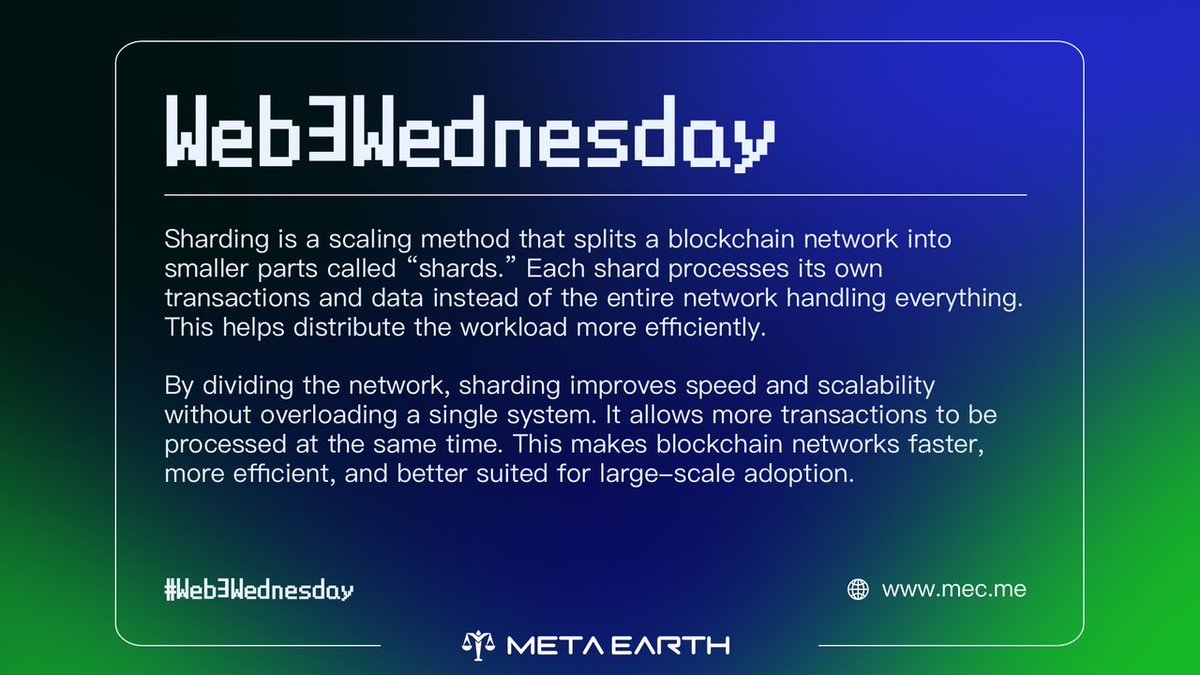 _MetaEarth_'s tweet image. #Web3Wednesday
🫡 Scaling is #blockchain’s biggest bottleneck.

That’s where #sharding comes in.

Instead of one network doing everything, it splits into smaller parts (shards) that process transactions in parallel.

More speed. Less congestion. Better efficiency.
