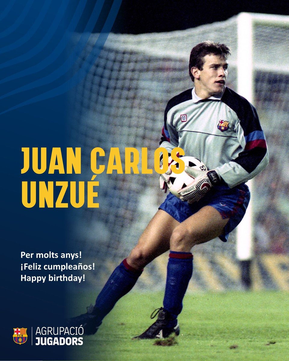 Moltes felicitats, Unzué! 🎁 

1 Recopa i 1 Copa com a jugador.

Va formar part de l’staff de Rijkaard l’any 2003, i va ser entrenador de porters, preparant a Valdés. Amb Guardiola van guanyar el ‘sextete’ i amb Luis Enrique el ‘triplet’. 🏆 

🔗 La fitxa: buff.ly/SvG25YW
