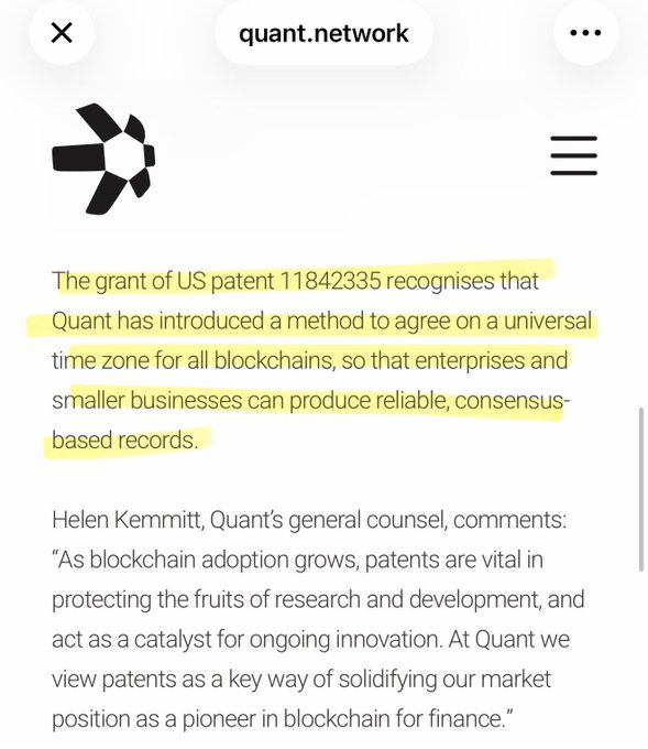 Steph_iscrypto's tweet photo. HUGE: Quant Network secured patent protection for its technology in the U.S. and Japan, two of the biggest financial markets. https://t.co/mVf9EuqvRI