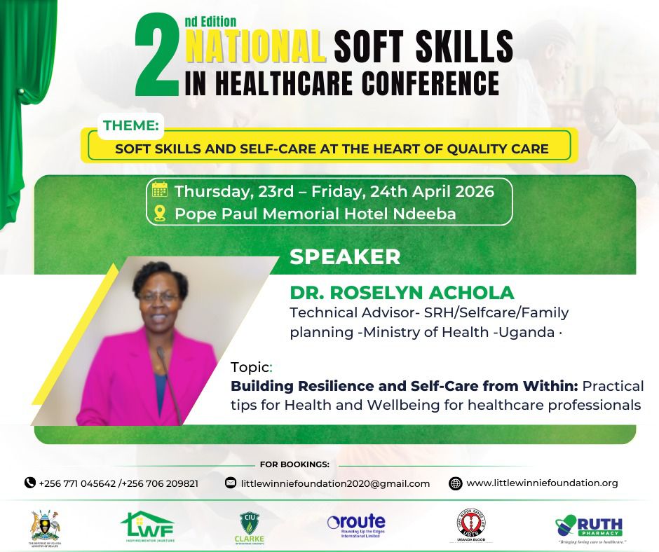 CIUuga's tweet image. Join CIU &amp;amp; @LittleWinnieFo2 for the 2nd National Soft Skills in Healthcare Conference! Focusing on self-care, assertive communication, and provider well-being to elevate medical excellence.

📅 April 23-24
 📍 Pope Paul Memorial Hotel
#CIU #Lead #Innovate #Transform