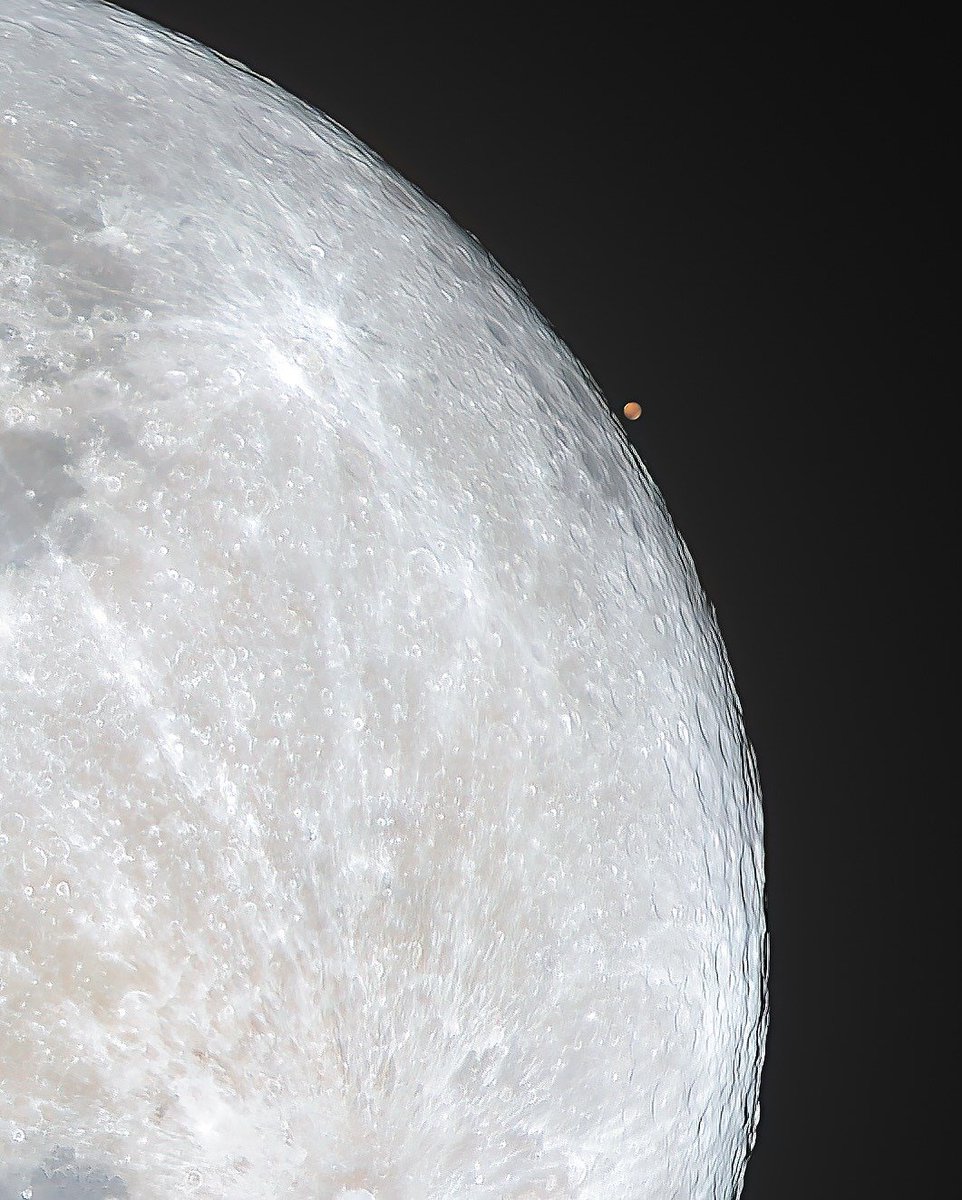 wolf moon with mars peeking out.