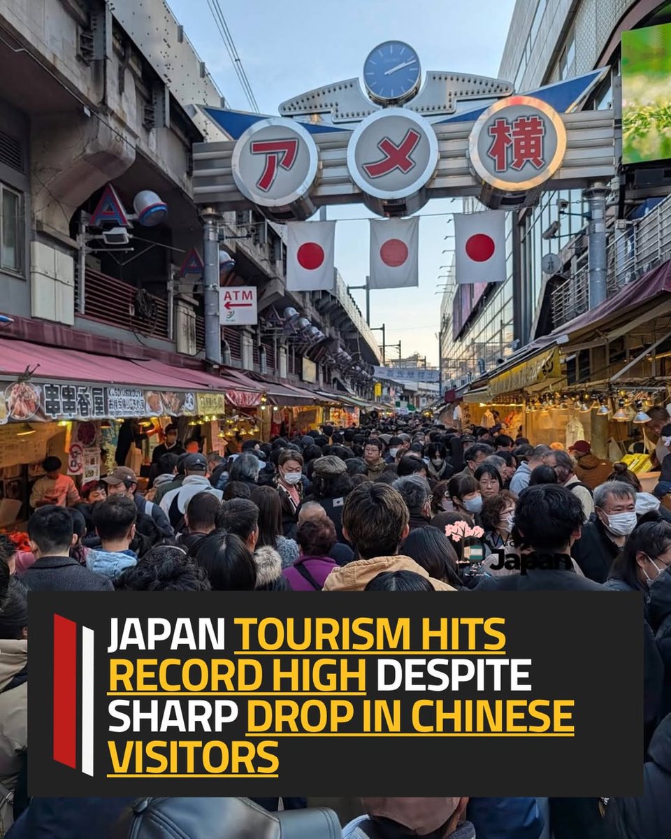 Japan just dropped a fascinating data point and slapped Beijing on its face.

Chinese tourists to Japan collapsed -55.9% as a result of China's tourism warfare against Japan by banning its own citizens to visit Japan, and yet total tourism to Japan still grew by 3.61 million, up