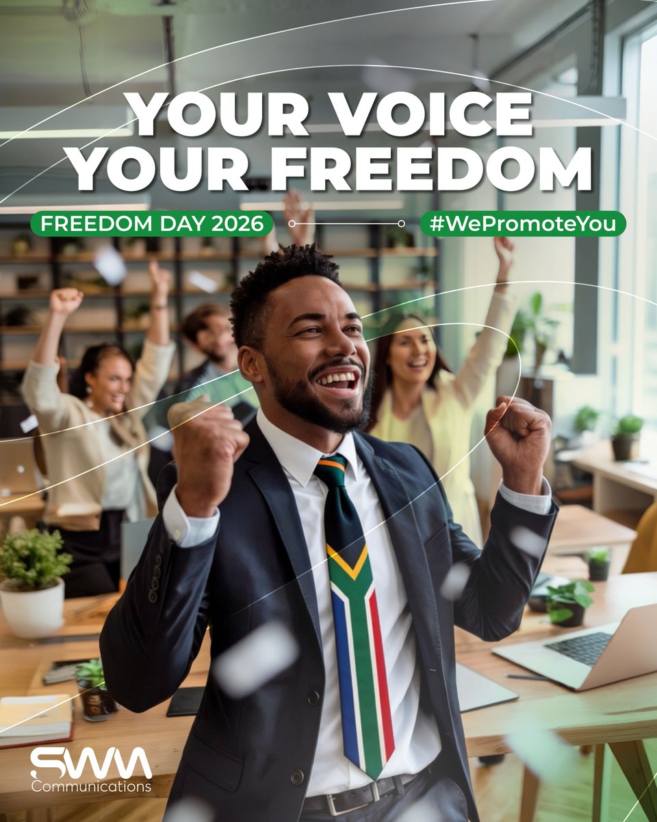 SWMComs_'s tweet photo. Today we celebrate freedom of expression and the power of communication to connect people and communities. 
We are proud to assist our clients to share their stories and contribute to the national conversation.

#FreedomDay 
#PowerOfCommunication
#WePromoteYou https://t.co/9rQ7B7LwyV