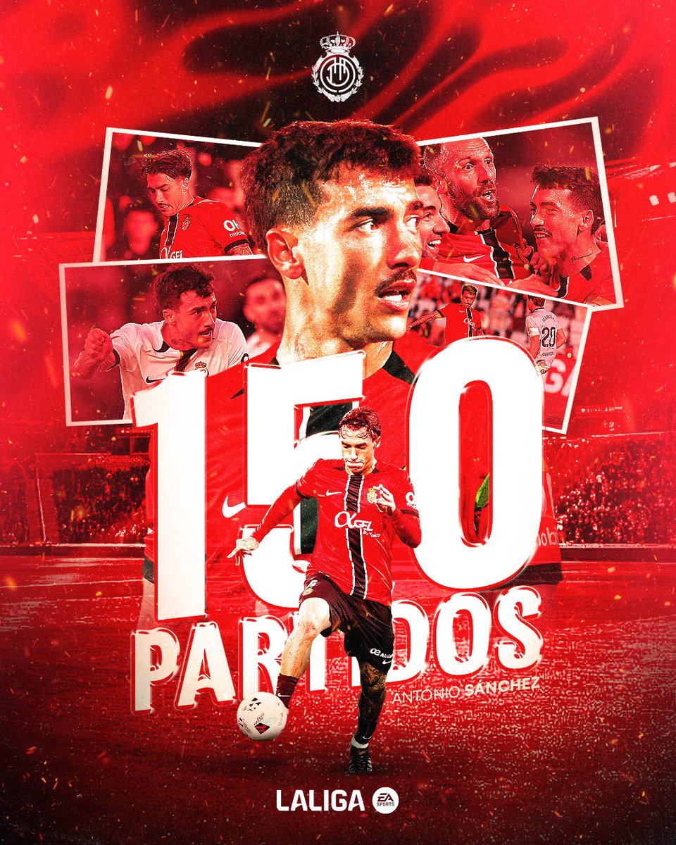 Ayer alcanzó 150 partidos en <a href="/LaLiga/">LALIGA</a> con el Mallorca y hoy cumple 29 años🎂

Doble felicitación para Antonio Sánchez ❤️🖤