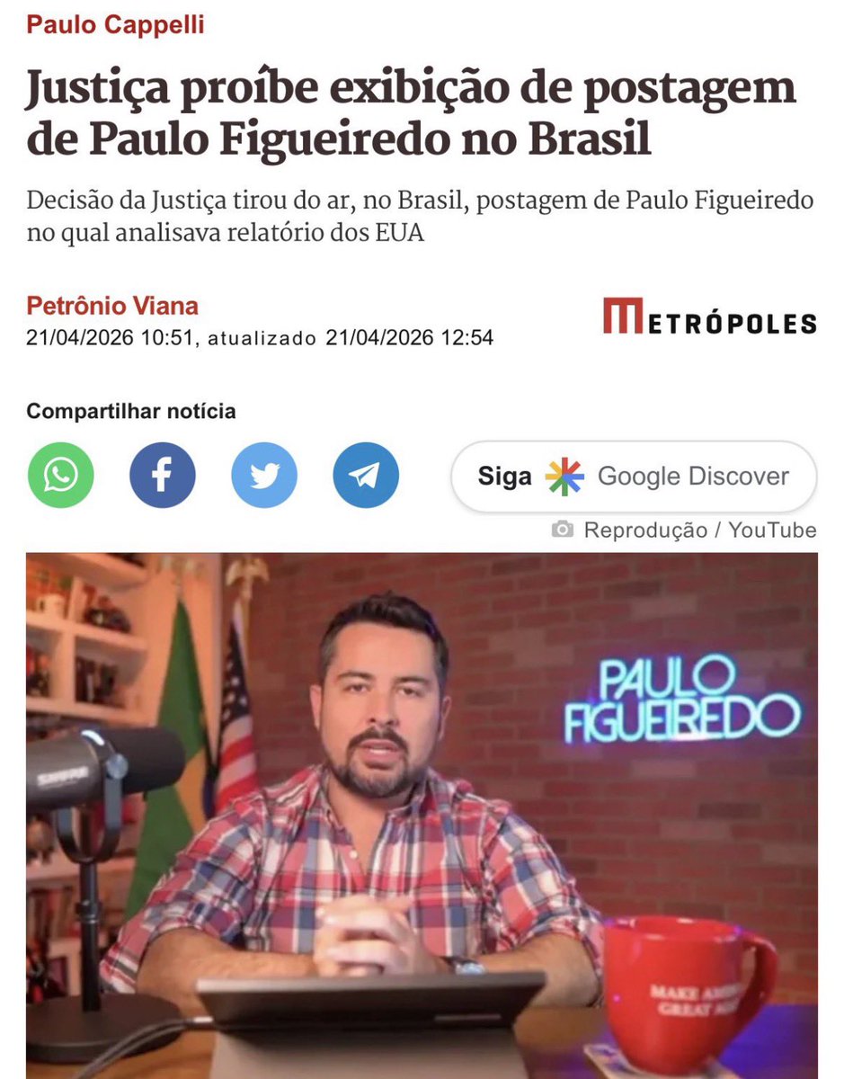 TiagoCesarCosta's tweet image. E AÍ COMEÇOU AS ELEIÇÕES 2026? SE ISSO NÃO FOR CENSURA E INTERFERÊNCIA NÃO SEI MAIS O QUE DIZER… #forapt #foralula #acordabrasil #foramoraes #foratoffoli #foragilmarmendes