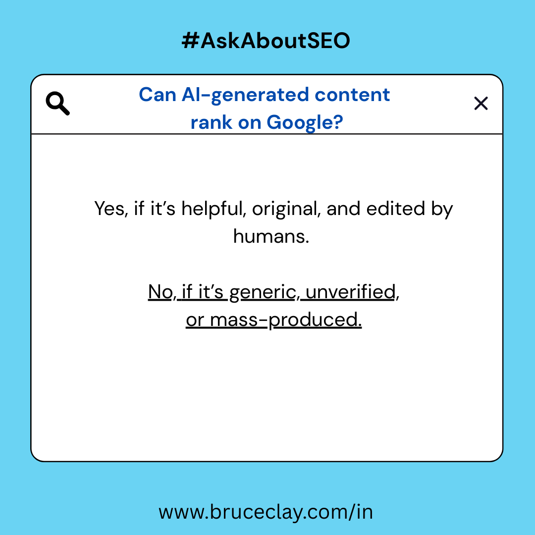 BruceClayIndia's tweet photo. Short, honest answers to the SEO questions you keep wondering about.

#AskAboutSEO #SEOQnA #SEOSimplified #SEO #SEOFAQ #SEOBasics #BruceClayIndia https://t.co/wVo8hXvleG