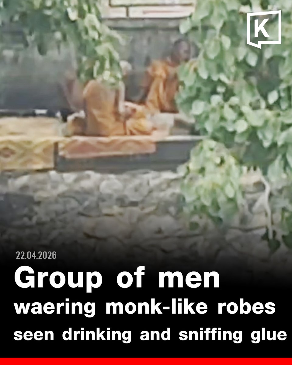 KhaosodEnglish's tweet image. NAKHON RATCHASIMA — 22 April 2026, Authorities are investigating a group of individuals seen in a viral video wearing monk-like robes and allegedly drinking alcohol and sniffing glue beneath a century-old bodhi tree, officials said.

Full story: khaosodenglish.com/news/2026/04/2…