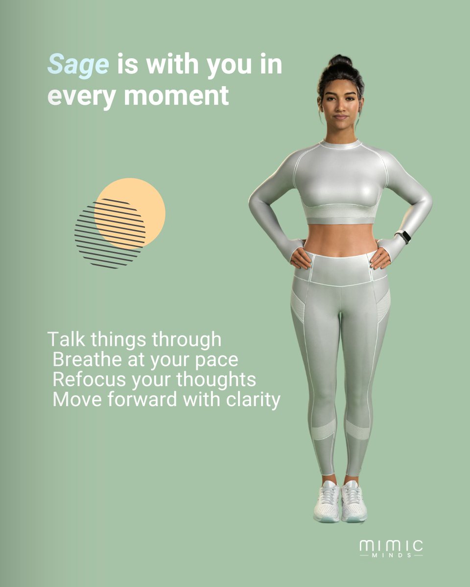 Mimic_minds's tweet photo. Meet Sage, your AI wellness, meditation and longevity guide. Curious? Go talk to her live now on https://t.co/yu0lDj5iEz

#ai #wellness #3davatars #avatar #aiforgood #meditation #wellnesscoach https://t.co/8PGgK9V23f