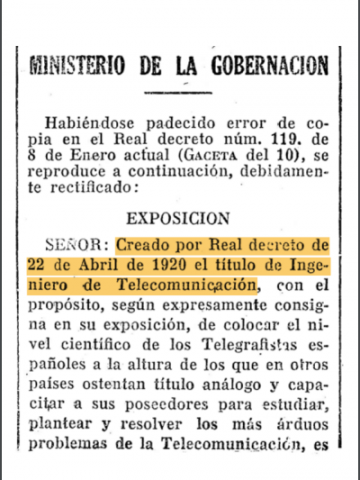 ForoHistorico's tweet photo. #TalDíaComoHoy en 1920 se crea y reconoce en España el título de Ingeniero de Telecomunicación mediante un Real Decreto. 🌐🇪🇸

Así nació oficialmente una profesión clave para el desarrollo de las comunicaciones modernas. https://t.co/DcyGdeYmXw