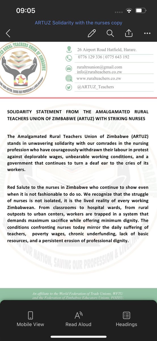 Amalgamated Rural Teachers Union of Zimbabwe,ARTUZ tweet media