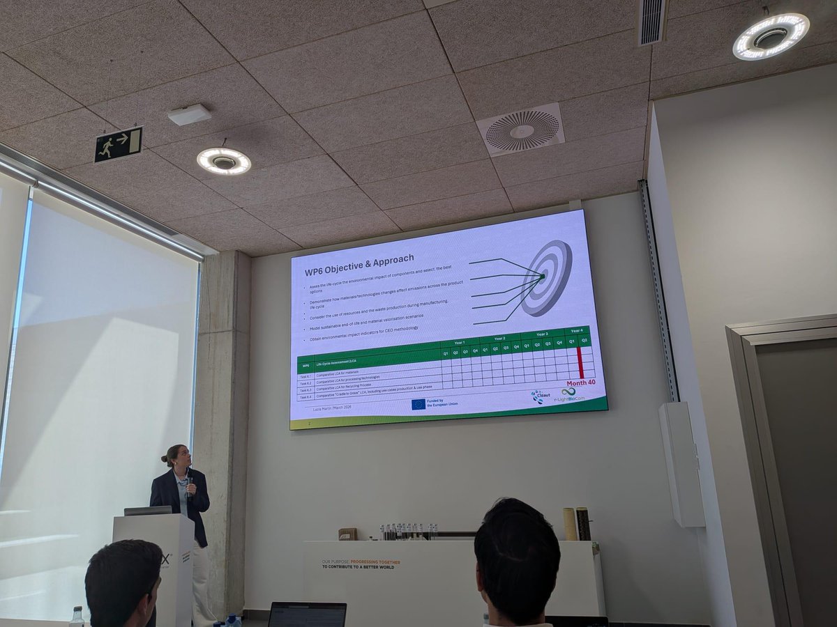 Cidaut's tweet photo. Hemos estado en @aitex_es en la última General Assembly del proyecto europeo @rLightBioCom.

Hemos presentado los paquetes de trabajo WP3 (tecnologías rápidas de curado) y WP6 (análisis de ciclo de vida), ambos liderados por @Cidaut.
#Innovación #Biocompuestos #Sostenibilidad https://t.co/sIG61P0dOD