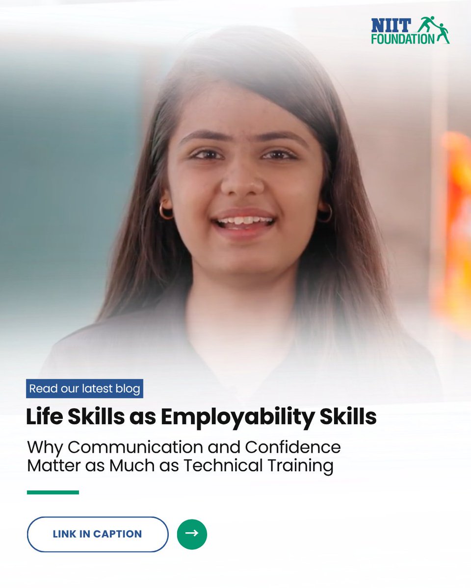 NIIT_Foundation's tweet image. Technical skills can open doors, but confidence &amp;amp; communication determine what happens next. NIIT Foundation integrates both, because employability is more than training.

Read more: niitfoundation.org/life-skills-as…

#SkillingIndia #Employability #LifeSkills #NIITFoundation
