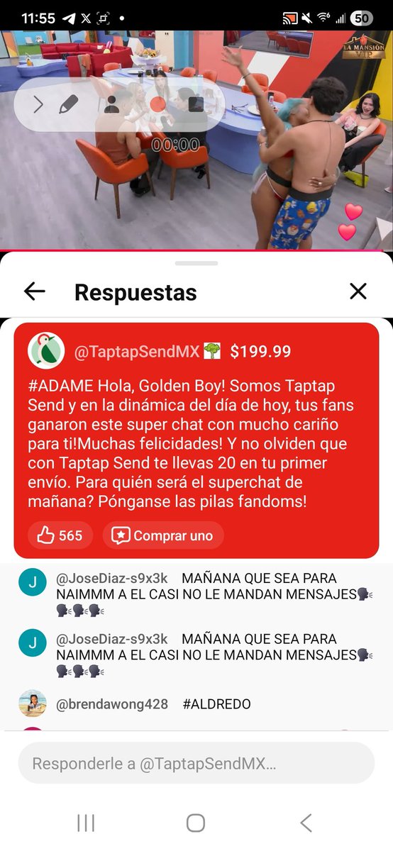 dyanazz's tweet photo. #lamansiónvip 
#ADAME 
#taptapsend
Alfredo Adame ganó  y no le leen los mensajes , esperando y nada .. tap tap send es patrocinador ... https://t.co/r0QhYtpgA8