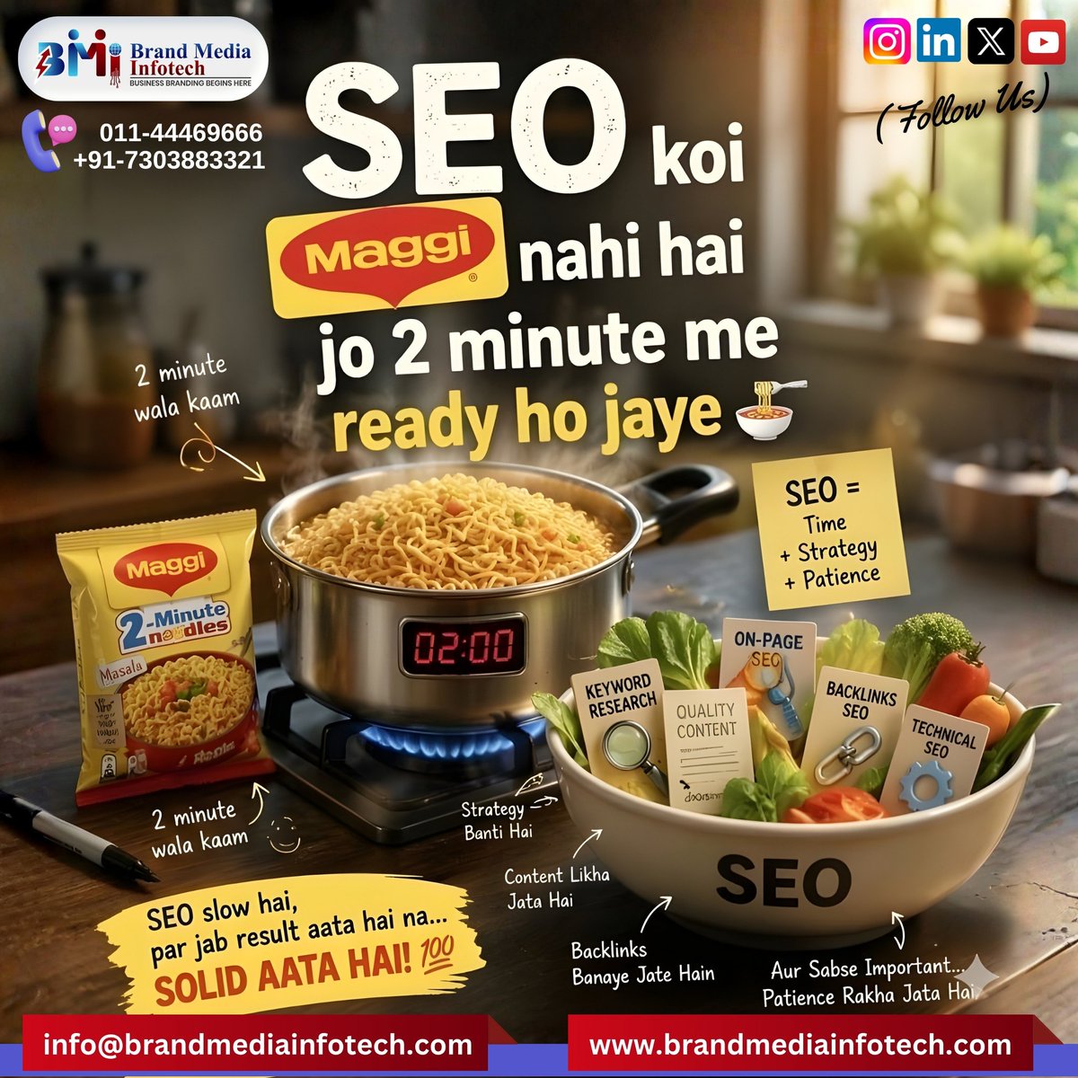 brandmediainfo's tweet image. SEO is not like Maggi 🍜 — it doesn’t work in 2 minutes!
Many people still think SEO gives quick results, but that’s not true.
👉 SEO needs time, planning, and patience.

@brandmediainfo

#SEO #DigitalMarketing #OrganicGrowth #ContentStrategy #brandmediainfotech
