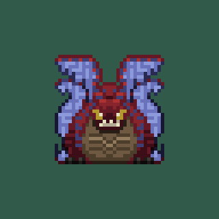 Uth duna 32x32 icon

This is another very simple shape to make though
i'm proud of the water veil and face 

The shading is nice as well with clear separation between things 
#MHWilds #mhart #pixelart

The Wave Dress Wyvern: