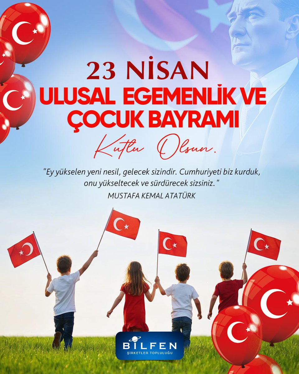 EturServis's tweet photo. 23 Nisan Ulusal Egemenlik ve Çocuk Bayramı Kutlu Olsun! 🇹🇷

#23Nisan #UlusalEgemenlikveÇocukBayramı https://t.co/c9lGk1cNTX