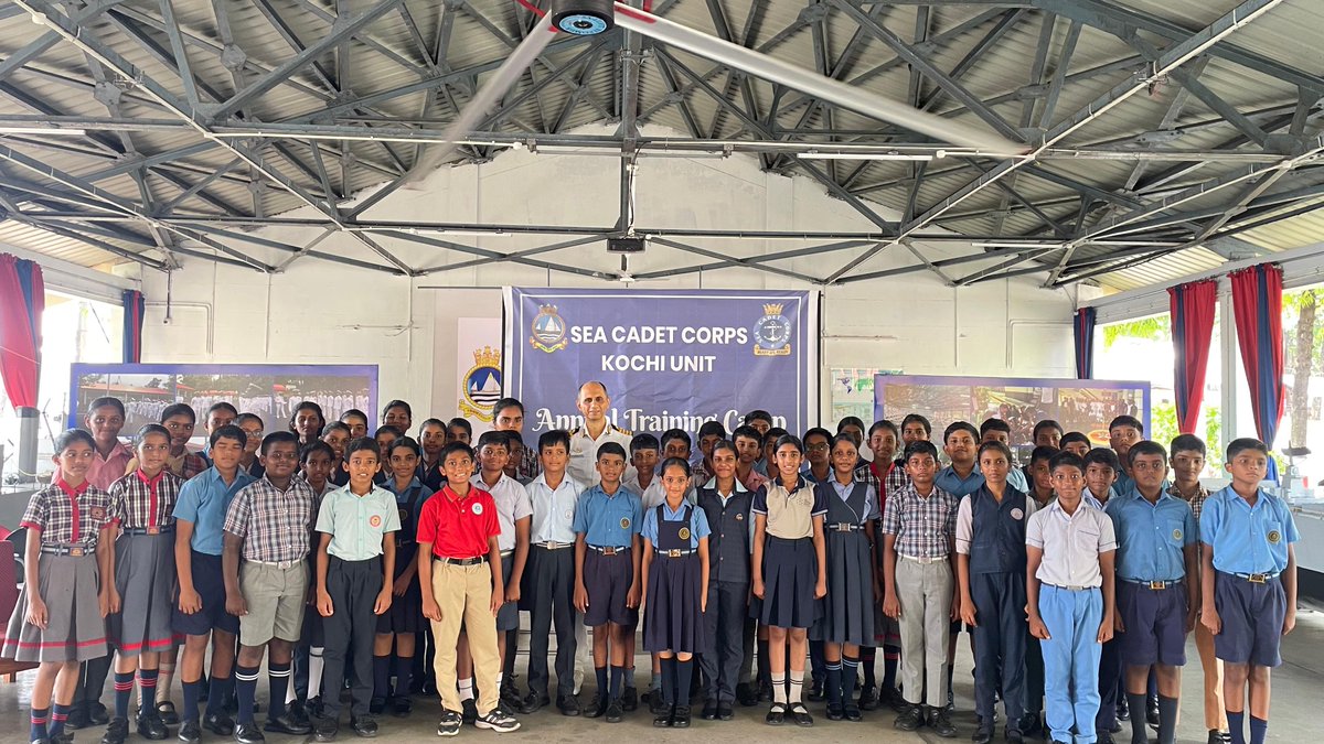 IN_HQSNC's tweet photo. Shaping Tomorrow’s Seafarers⚓

In continuous service since 1975, the #SeaCadetCorps, Kochi Unit has steadfastly upheld its mission of shaping disciplined, confident, and spirited young cadets.
The seven-day Annual Training Camp 2026 commenced at  Seamanship School, Naval Base, #Kochi with participation of over 300 Sea Cadets.
The Seamanship School continues its yeoman service in nurturing future seafarers, fostering excellence through structured training, maritime exposure, and development of leadership and teamwork among the cadets.
#IndianNavy