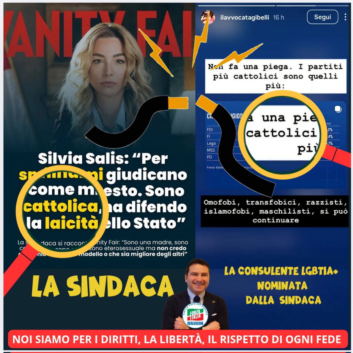 AvvMarioMascia's tweet image. CORTO CIRCUITO🔌
Va bene difendere la laicità dello Stato ma francamente è indifendibile la consulente Lgbtqia+ del Comune che assimila i partiti «più cattolici» ai «più omofobi, transfobici, razzisti, islamofobi, maschilisti...».

#cattolici #laici #diritti #libertà #rispetto