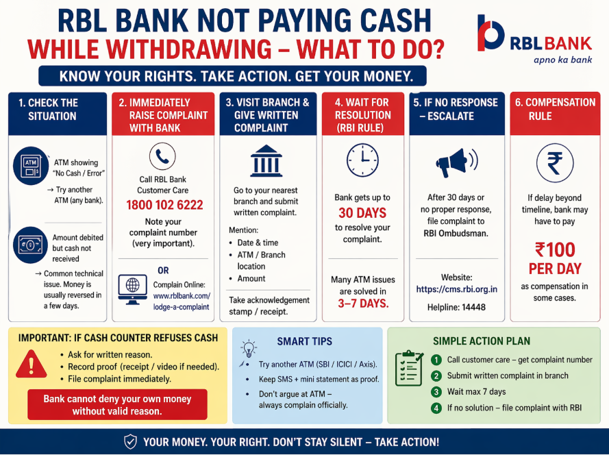 YJain509's tweet image. @rblbank @RBLBankCares @RBI #bank #customercare @ndtv @aajtak @HelplineRBL @jayanagar  Complaint Against RBL Bank Branch for Denial of Cash Withdrawal