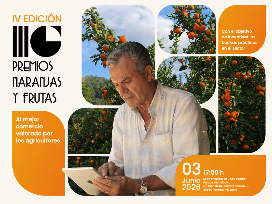 🏆<a href="/Naranjasyfrutas/">Naranjasyfrutas.com</a> convoca la IV edición del Premio al Mejor Comercio Citrícola Valorado por los Agricultores.

<a href="/caixapopular/">Caixa Popular</a> acogerá la entrega del galardón el próximo 3 de junio a las 17:00 horas en su sede principal del Parque Tecnológico de Paterna.

➡️acortar.link/BXfcQ2