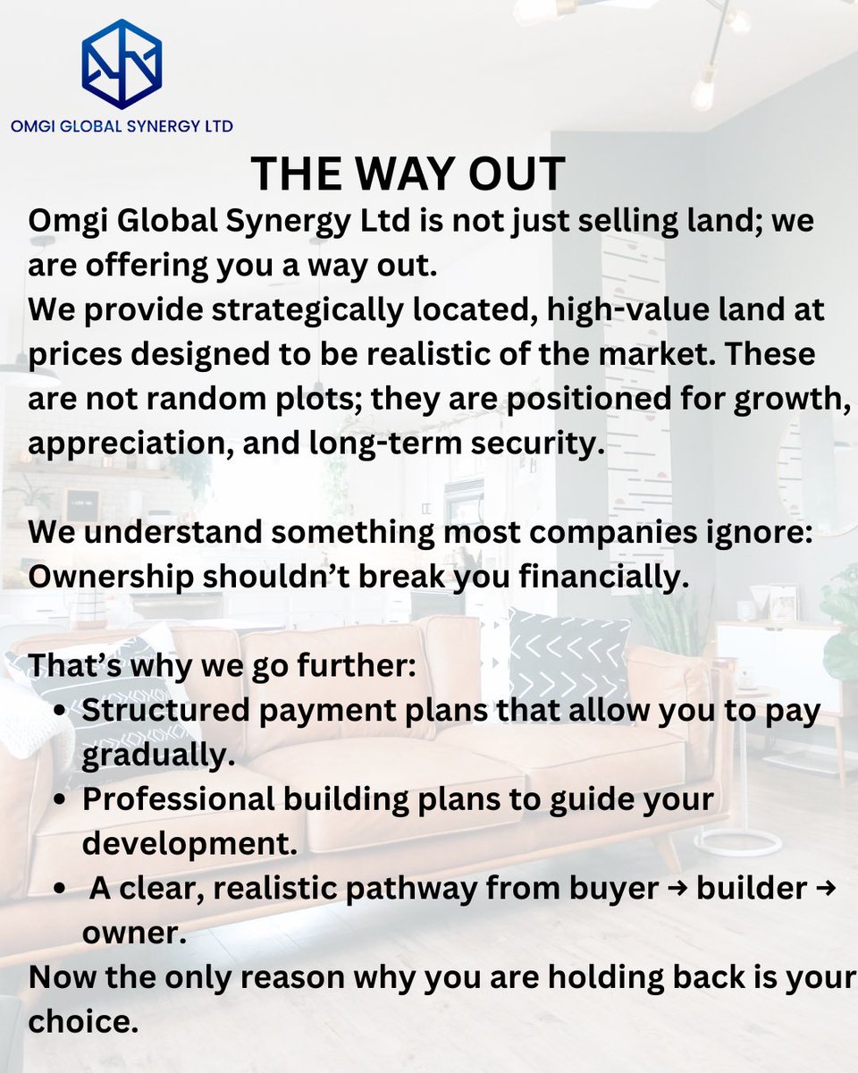 OMGI_ltd's tweet image. Here’s the hard truth: every year you delay owning property in Abuja, the entry price quietly moves further out of reach. What looks “expensive” today will look like a missed opportunity tomorrow.
#Realestate #PropertyInvestment #explore #viral #BusinessStrategy