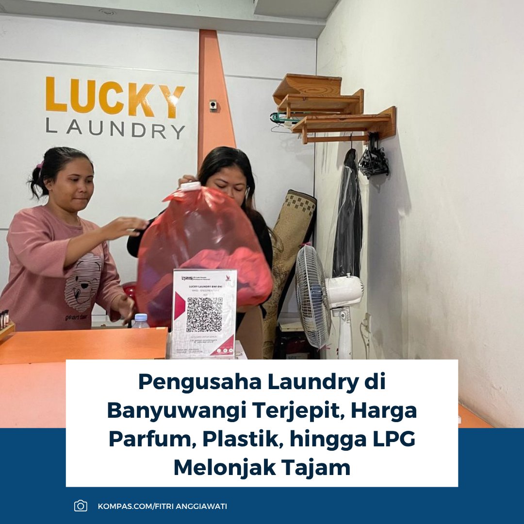 kompascom's tweet image. Kenaikan harga LPG, parfum, dan plastik memaksa pengusaha laundry di Banyuwangi menaikkan tarif. Namun, daya beli pelanggan turun hingga 30 persen sehingga pendapatan tak ikut naik.

Baca selengkapnya: surabaya.kompas.com/read/2026/04/2…

~RK #laundry #LPG #naik