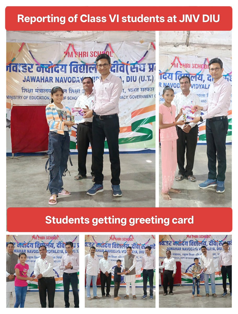 JnvDiu's tweet photo. 🎉 Reporting Day | Class VI | JNV Diu 🎉
A beautiful start to a new journey! 🌟Our young stars stepped into JNV Diu with smiles, dreams, and excitement.
Greeting cards, warm welcomes, and proud moments made the day truly special. 💐
@EduMinOfIndia @NVS_HQ https://t.co/9zH7A2mV0L