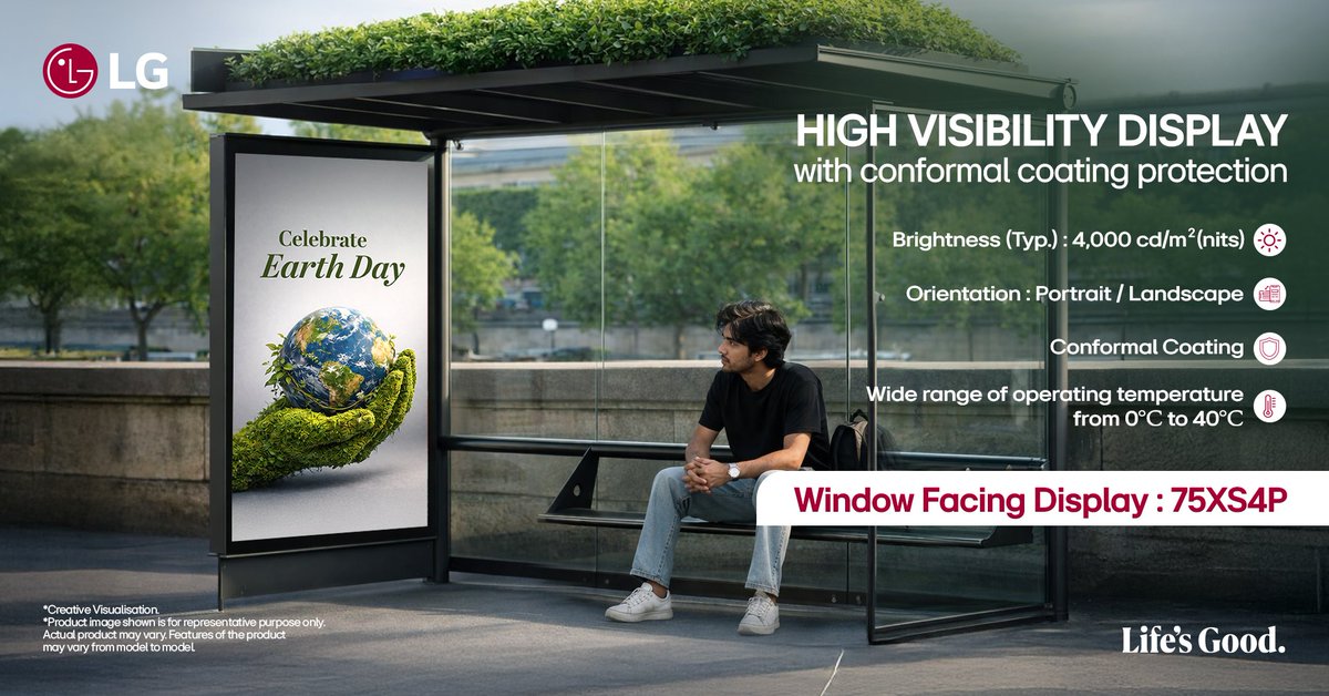 LGIndia's tweet image. Conformal coating for durable, reliable performance. 

Know More: bit.ly/3QneFs0

#LG #DigitalSignage #WindowFacingDisplay #EarthDay #OutdoorDisplay #CommercialDisplay