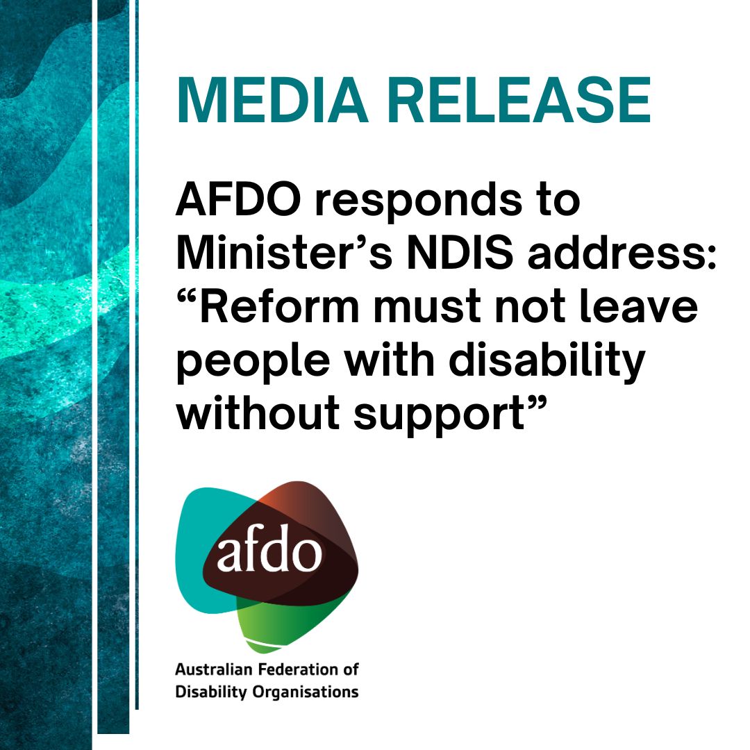 AfdoOffice's tweet image. AFDO has responded to the Minister’s NDIS reform address. Reform must not leave people with disability without support. Key supports are not yet in place. 
People should not lose what they rely on before alternatives exist.
Read more: buff.ly/M6XyqzU
#DisabilityRights