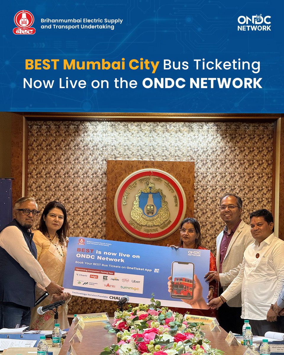 ONDC_Official's tweet photo. Mumbai, your commute just got easier 

BEST bus tickets are now live on the ONDC NETWORK book via the OneTicket app ( many more buyer apps to follow)

More flexibility. Less dependency on a single app.

#ONDCNetwork #BEST #Mumbai https://t.co/Ee6aS06vQx