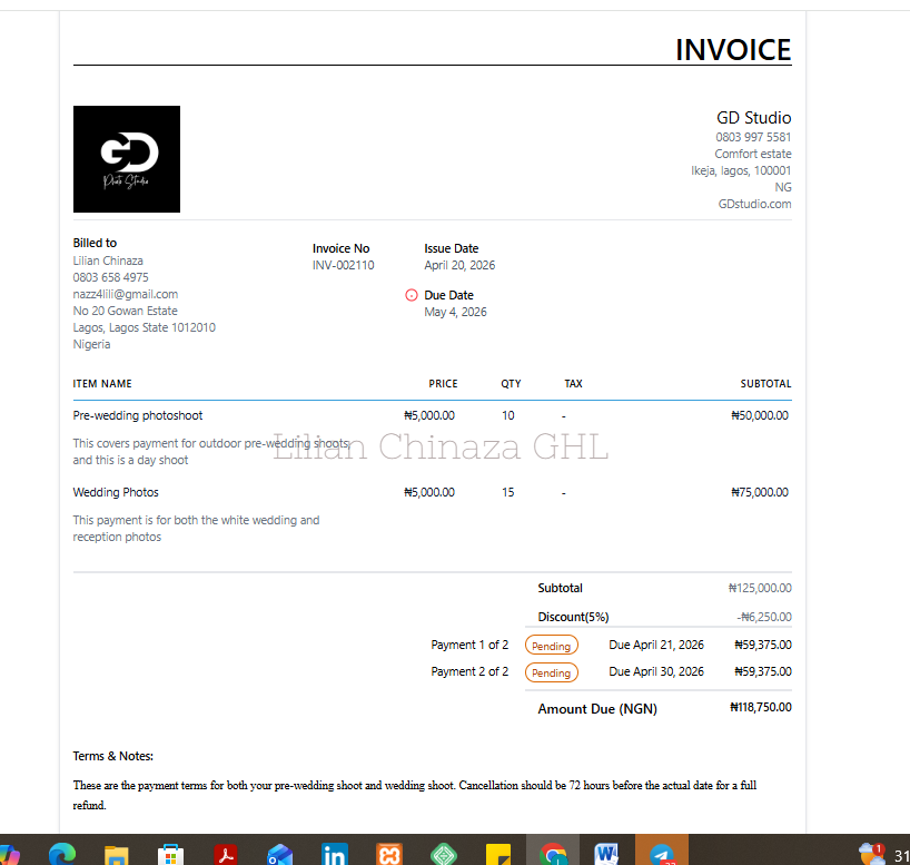 perfect4all_'s tweet photo. Businesses spend days creating invoices across 5 different apps.
I built one inside GoHighLevel in minutes — itemized services, 5% discount, split payments, due dates, terms, and emailed it to the client without leaving the platform.
Your invoicing process shouldn't be a project. https://t.co/q8Njhyqc2K