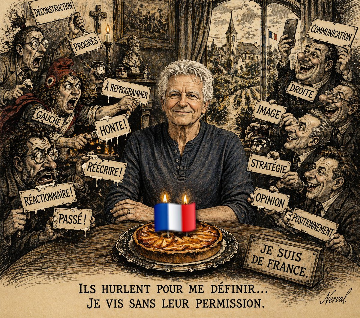 Billet d’humeur par Pierre Nerval 
Je ne suis ni de droite, ni de gauche : je suis de France

Ah, la grande question existentielle de notre époque :
« Vous êtes de droite ou de gauche ? »
Comme si l’on demandait à un chêne centenaire s’il préfère le vent d’est ou le vent d’ouest.