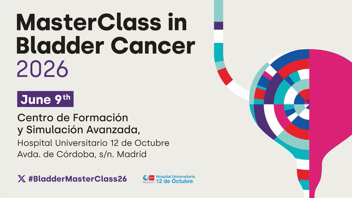 tactics_md's tweet photo. 📣 #SavetheDate #BladderMasterClass26

MasterClass in Bladder Cancer

📅 9 junio 2026
📍 Madrid | Presencial

Actualización clave en cáncer de vejiga con el Dr. @cdanicas y el Dr. @DrFelixGuerrero 

https://t.co/x9VxPT5YSP

#BladderCancer #Oncología #FormaciónMédica https://t.co/lpesO1O2ij