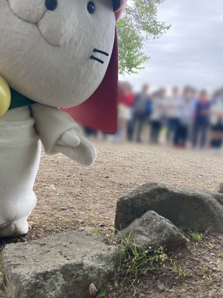 本日、#ひこにゃん 殿は #天守前広場 でのお散歩中に、休憩中の