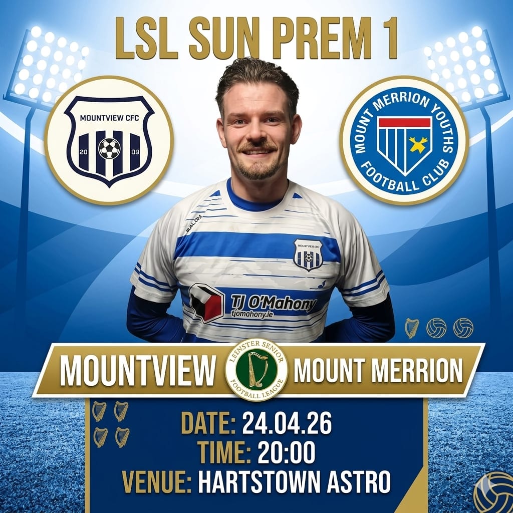 mountviewCFC's tweet photo. Sat Div 3 League leaders and Sun Prem 1 League leaders come to Hartstown park this Thurs and Friday. @AlQuinn2015 @LSLLeague @hitthechannels @FinalWhistleIE https://t.co/aJzqOS8AmE