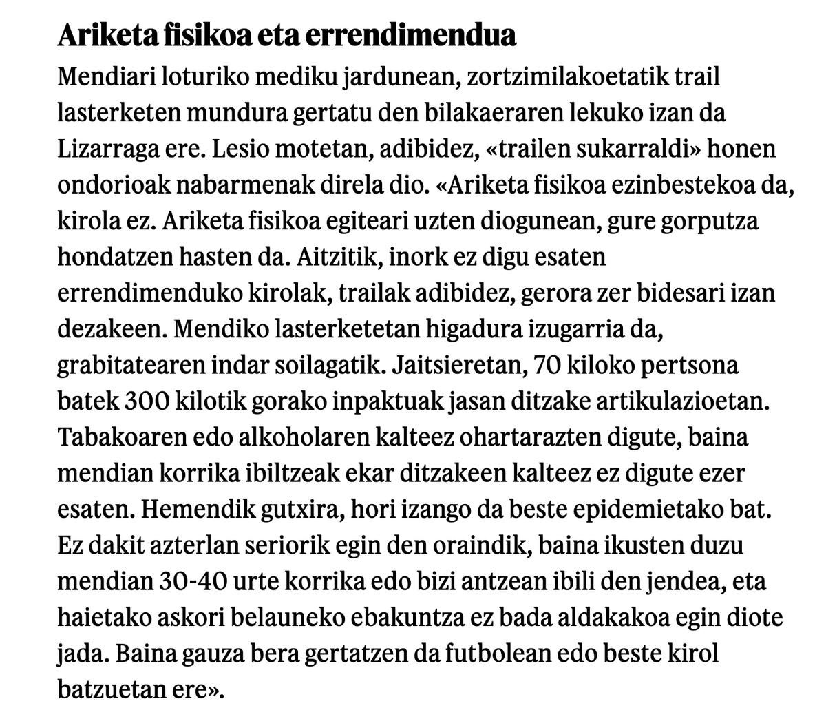 GotzonAr's tweet image. Kepa Lizarraga mediku eta mendizaleak gaurko Berrian, mendiko lasterketei buruz #trail #mendia #lasterketak