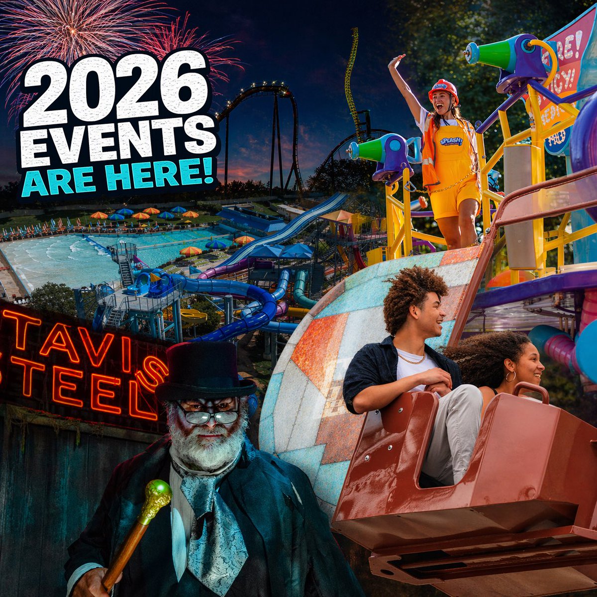 2026 is stacked 🎢☀️💦🎃✨
From Opening Day and Wildwater Kingdom’s return to Viva La Fiesta, Star-Spangled Nights, the all-new SPLASH! Water Parade, Halloween Haunt and Tricks and Treats… this season is bringing something for everyone.
