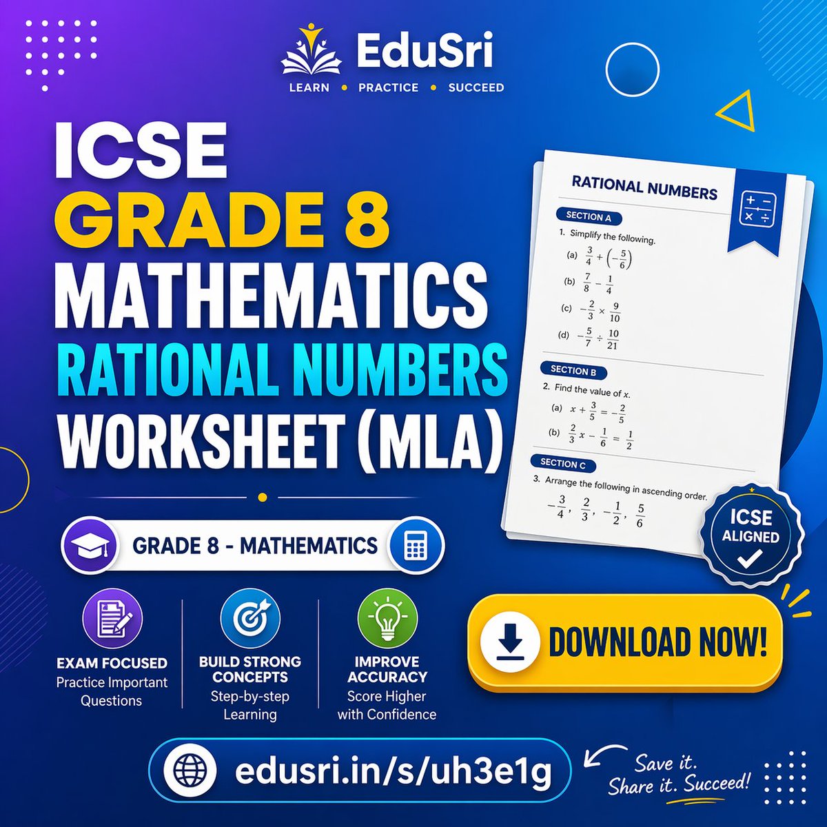 SritomaTutor's tweet image. ICSE Grade 8 Mathematics Worksheet – Rational Numbers (MLA)  
Download Worksheet: edusri.in/s/uh3e1g  
 Join Telegram : t.me/edusriclass68 
 #ICSE #Grade8 #Mathematics #RationalNumbers #MathWorksheet #EduSri #StudyMaterial #ICSEMath #WorksheetDownload #LearnMath