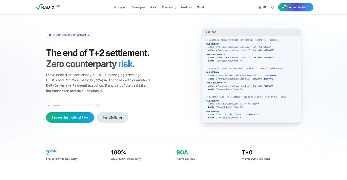 GenkipoolC's tweet photo. The @radixdlt ecosystem needs tools that anyone can understand. 

This is my proposal for the official radix website.  

🔹100% human-readable dashboard 
🔹Funding ideas to grow the project.  

Still a WIP, What do you think of the website?  

https://t.co/vWCdKgbMmn https://t.co/bEeoL8858o